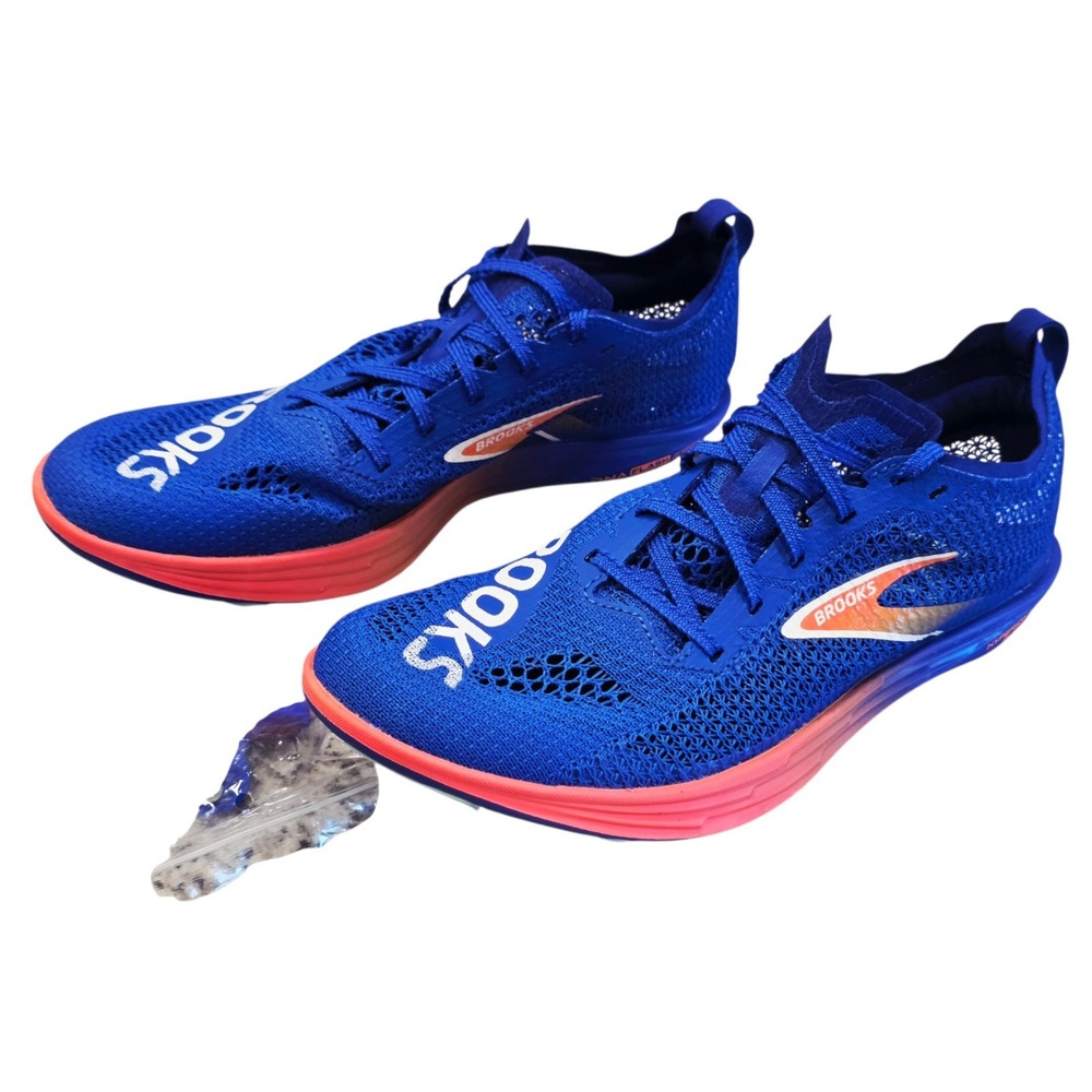 Brooks Hyperion Elite LD Men 9 Cobalt Pink Orange Running Spikes 100047 1D 408